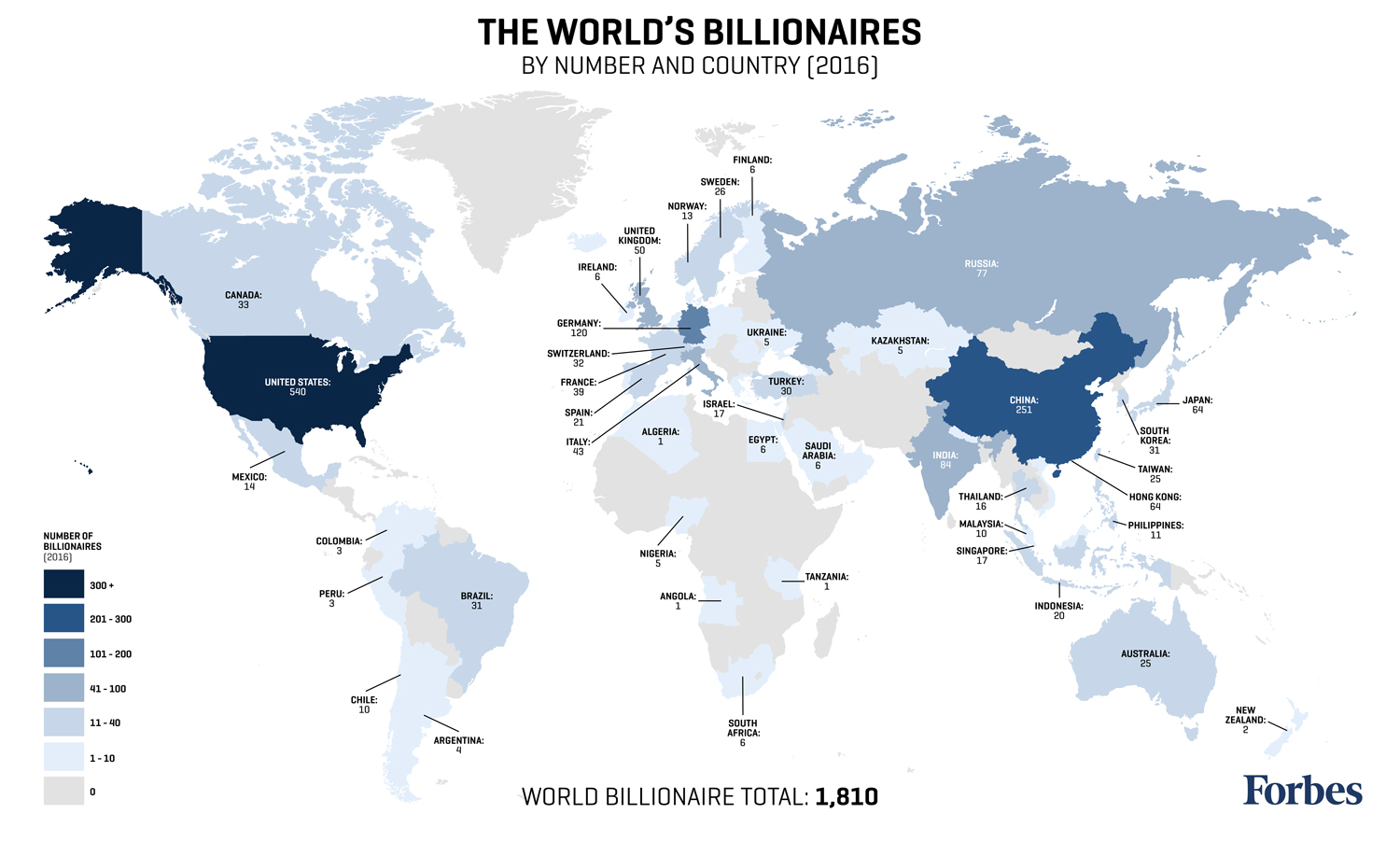 La mappa dei Paesi con più miliardari • Rivista Studio
