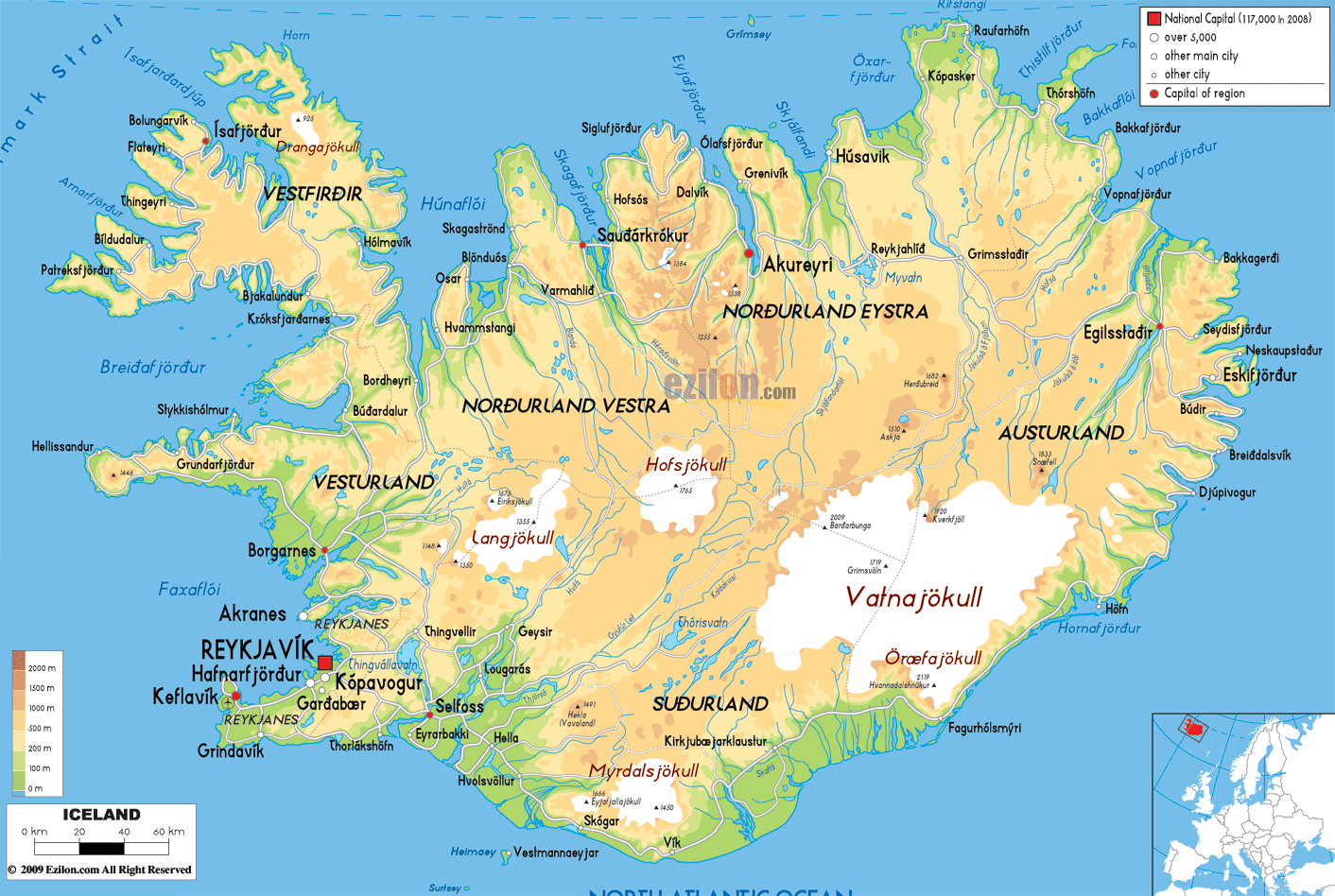 Iceland physical map rivista studio