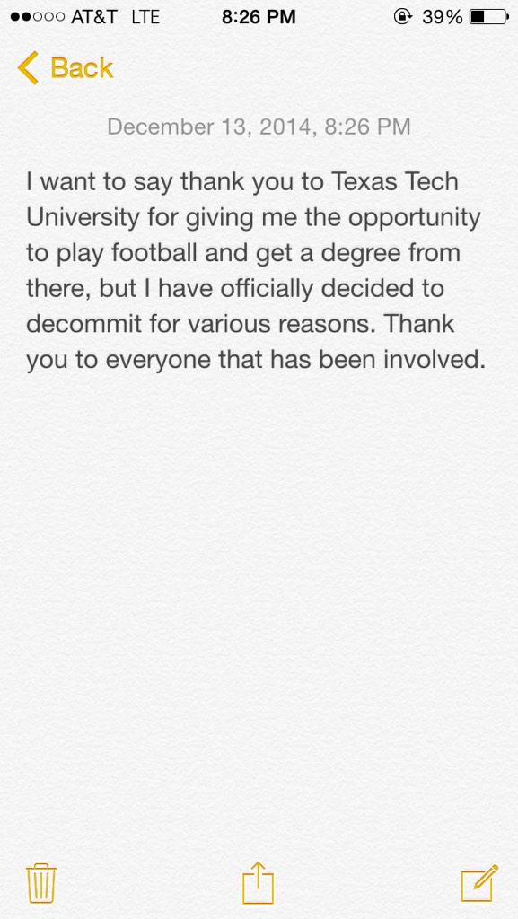 Via Jarrett Stidham, Twitter