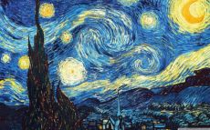 Quadro Onda e Notte stellata mashup van gogh Hokusai