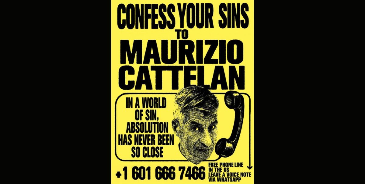 La nuova opera di Maurizio Cattelan è un numero telefonico da chiamare per confessargli i vostri peggiori peccati | Rivista Studio